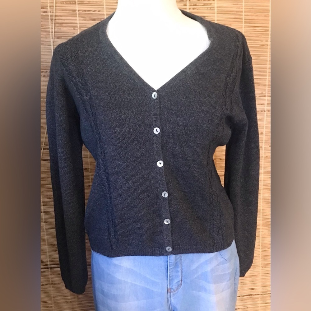 Vintage Tail Cardigan Cable Striped Size M Sweater